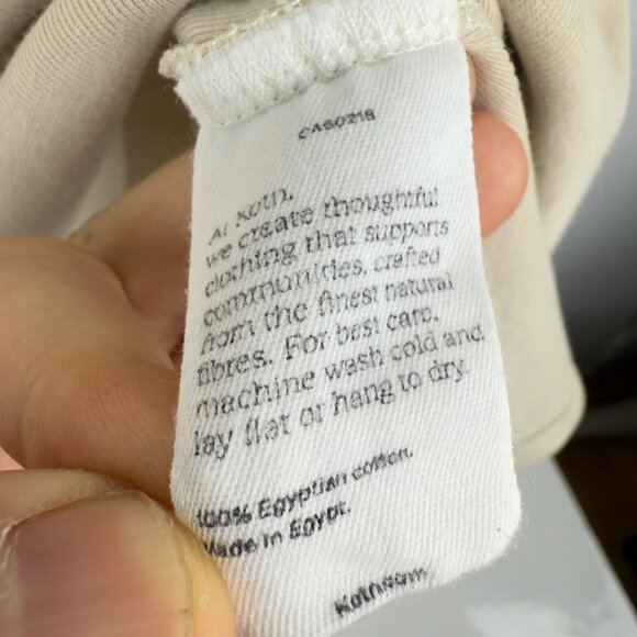KOTN Heavyweight 100% Egyptian Cotton Long Sleeve Cream Beige Crewneck Tee S - Picture 7 of 7